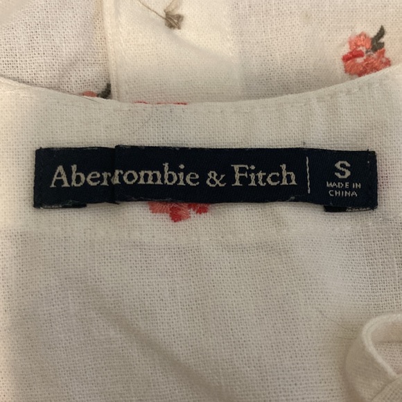 Abercrombie & Fitch Button Down Linen Sleeveless Crop Top Flower Detail Small - Picture 5 of 8